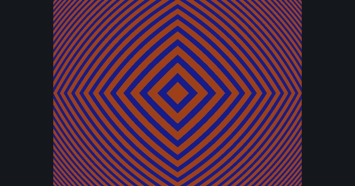 The target picture for the shader challenge "Four-way mirrored bulging stripes with a pulsing brightness"