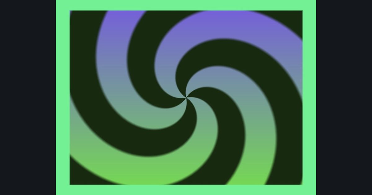 The target picture for the shader challenge "Pulsing tilted spiral with a border"