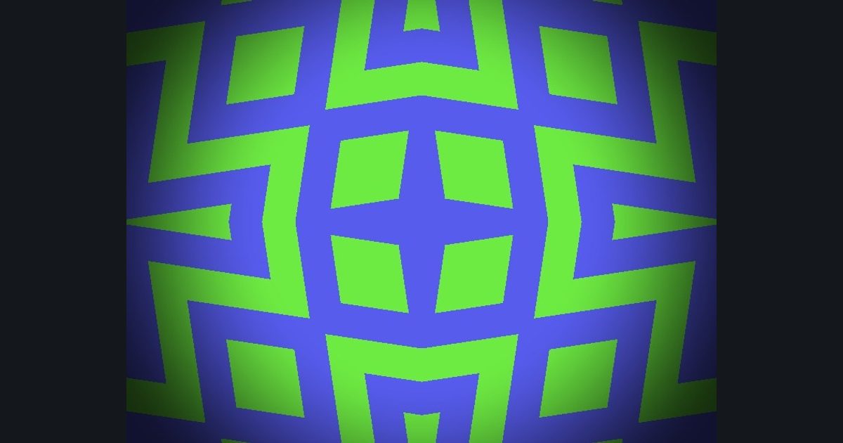 The target picture for the shader challenge "4-way kaleidoscope of zigzag stripes with a dark vignette"