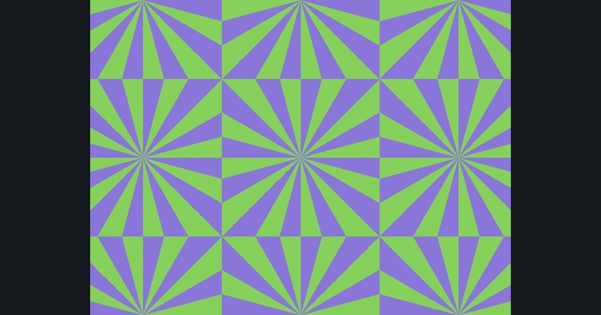 The target picture for the shader challenge "2×2 tiled rays"