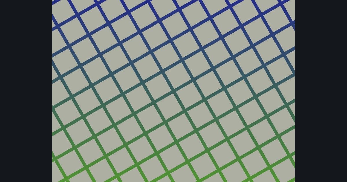 The target picture for the shader challenge "Spinning grid with a pulsing brightness"