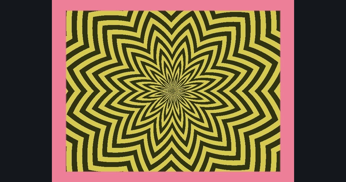 The target picture for the shader challenge "Polar pulsing zigzag stripes with a border"