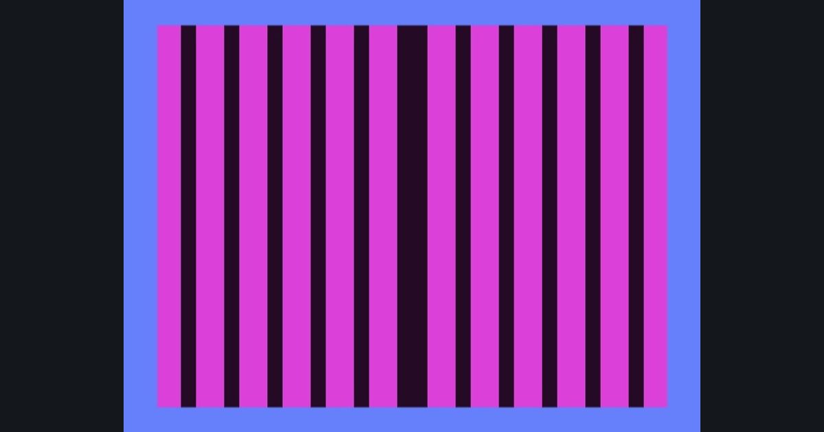 The target picture for the shader challenge "Mirrored stripes with a border"