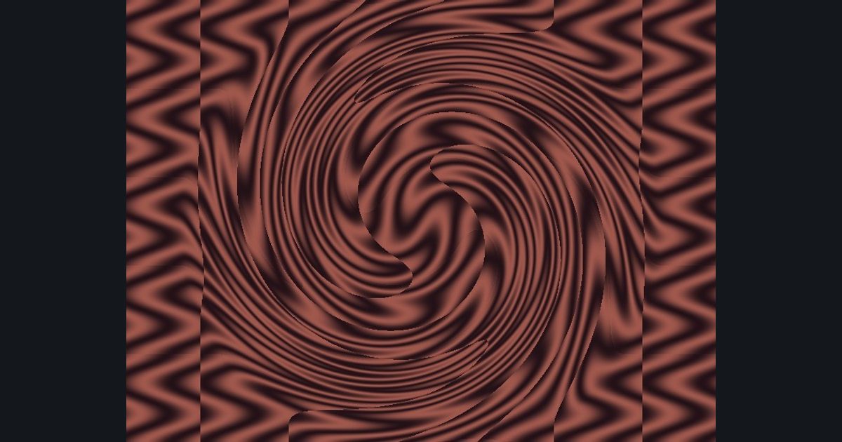 The target picture for the shader challenge "Twisted 5×5 tiled wavy bands with a pulsing brightness"