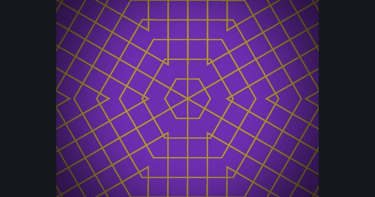 The target picture for the shader challenge "6-way kaleidoscope of grid with a dark vignette"