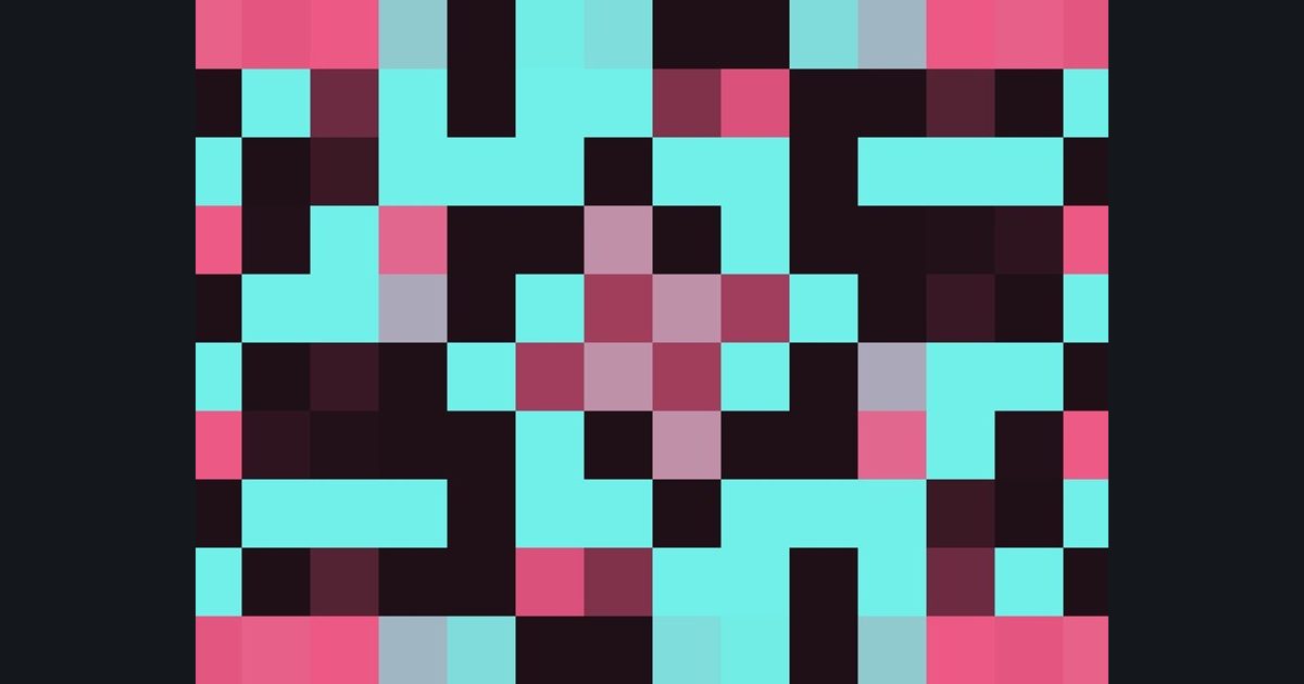 The target picture for the shader challenge "Pixelated twisted wave lattice"