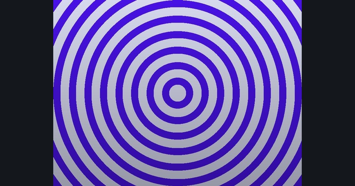 The target picture for the shader challenge "Tilted polar stripes with a fade to dark at the bottom"