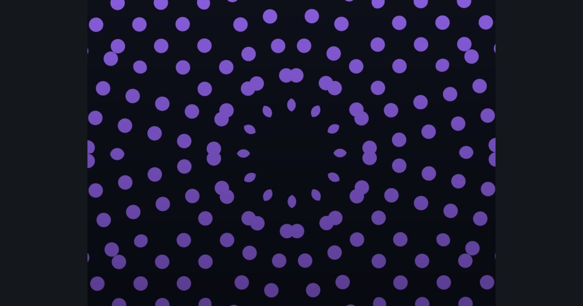 The target picture for the shader challenge "12-way kaleidoscope of dots with a fade to dark at the bottom"