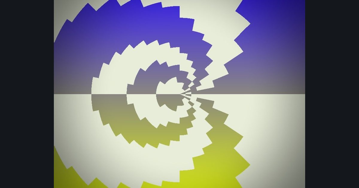 The target picture for the shader challenge "Polar pixelated rays with a dark vignette"