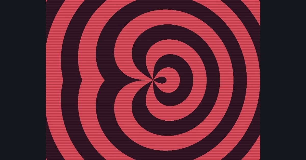 The target picture for the shader challenge "Polar rings with scanlines"
