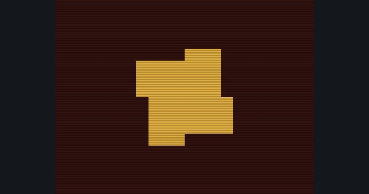 The target picture for the shader challenge "Pixelated spinning square with scanlines"