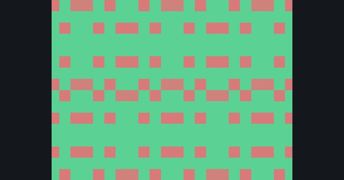 The target picture for the shader challenge "Pixelated staggered dots"