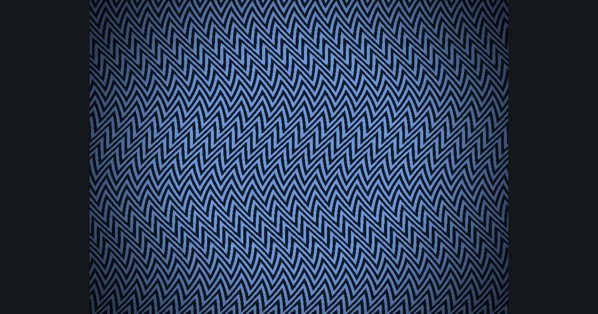 The target picture for the shader challenge "Rippling 5×5 tiled zigzag stripes with a dark vignette"