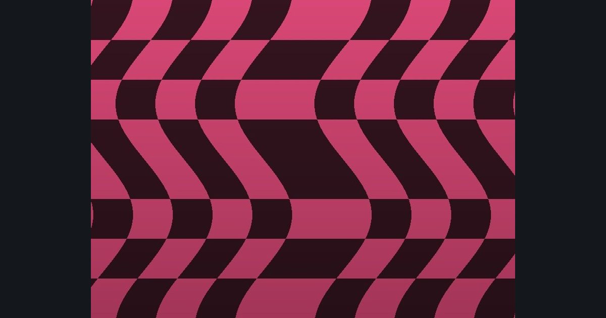 The target picture for the shader challenge "Rippling four-way mirrored checkerboard with a fade to dark at the bottom"