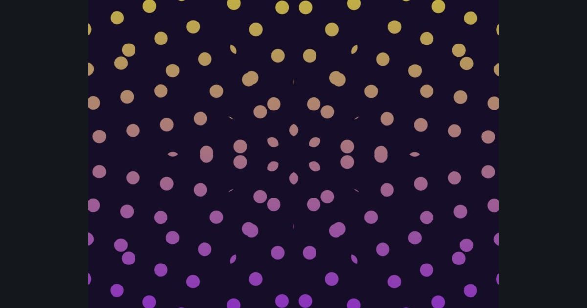 The target picture for the shader challenge "6-way kaleidoscope of dots, tilted with a pulsing brightness"