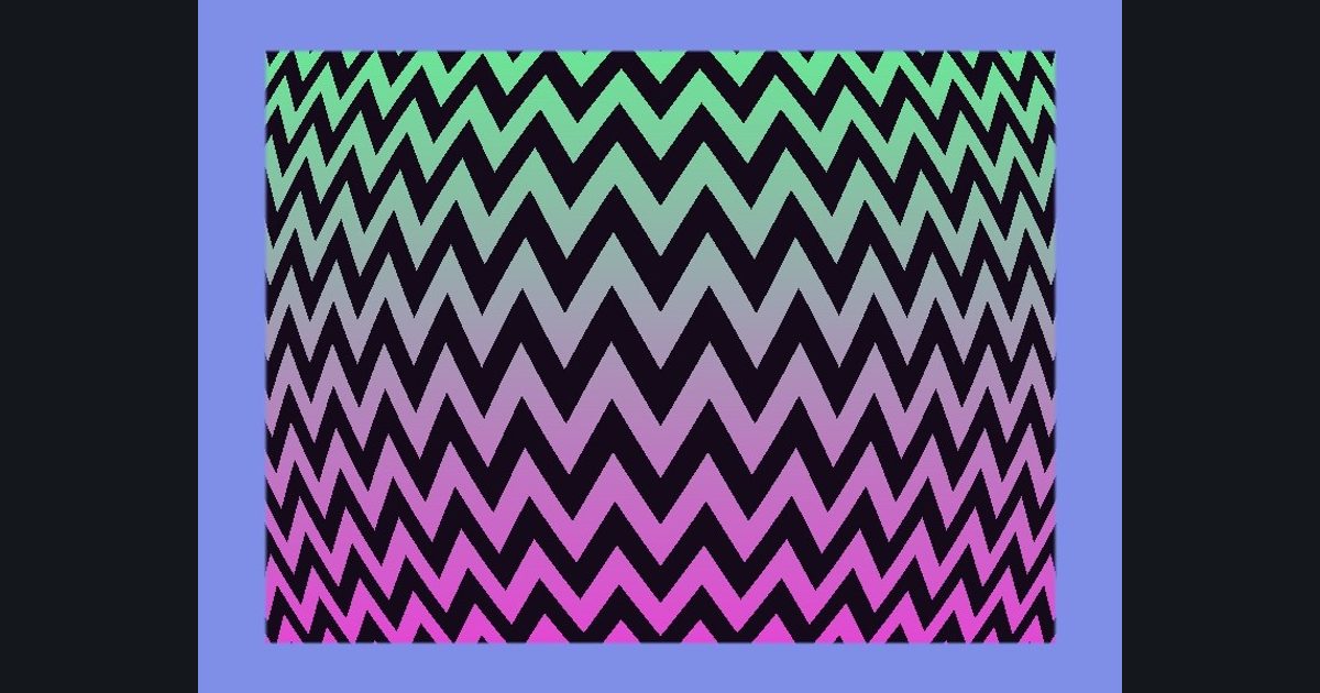 The target picture for the shader challenge "Bulging scrolling zigzag stripes with a border"