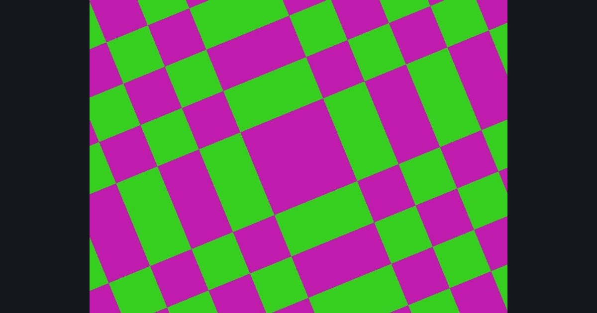 The target picture for the shader challenge "Spinning four-way mirrored checkerboard"