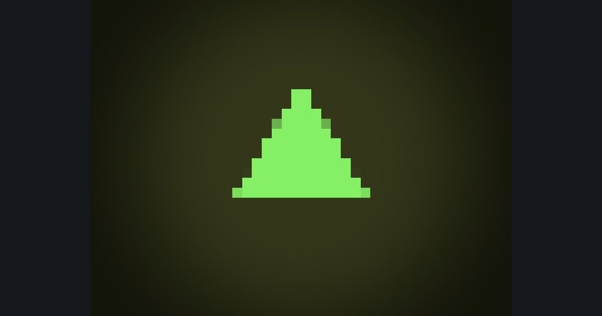 The target picture for the shader challenge "Pixelated triangle with a dark vignette"