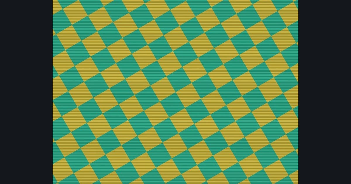 The target picture for the shader challenge "Spinning checkerboard with scanlines"