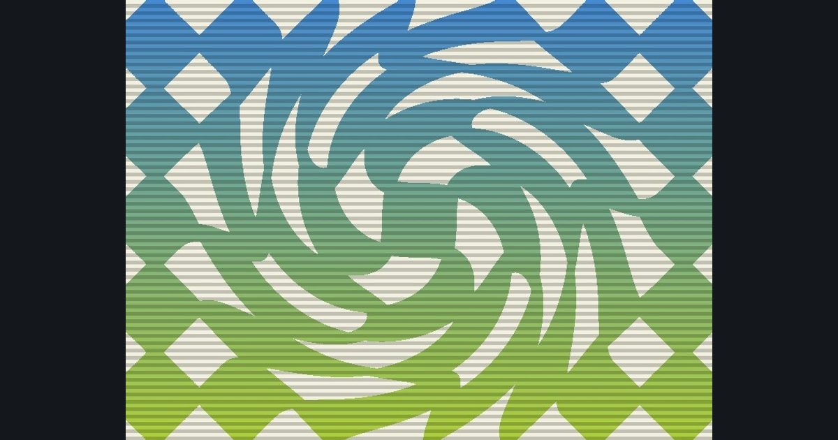 The target picture for the shader challenge "Twisted diamond lattice with scanlines"