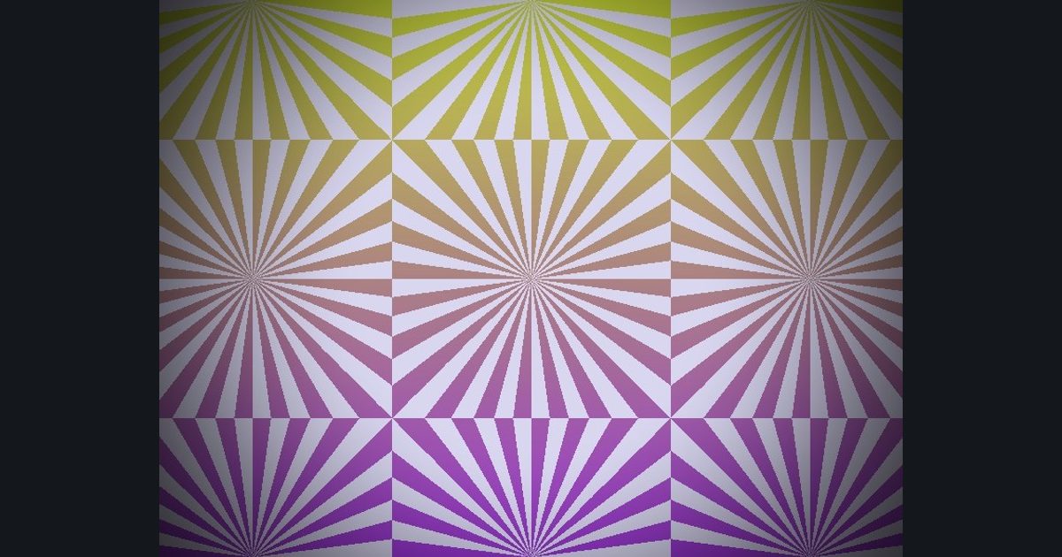The target picture for the shader challenge "2×2 tiled rays with a dark vignette"