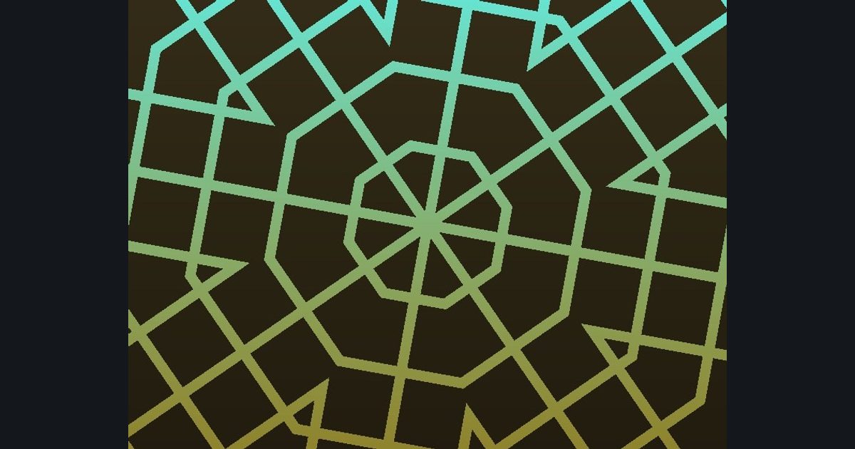 The target picture for the shader challenge "8-way kaleidoscope of grid, tilted with a fade to dark at the bottom"