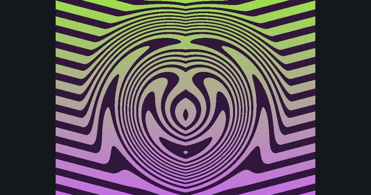 The target picture for the shader challenge "Mirrored twisted stripes"