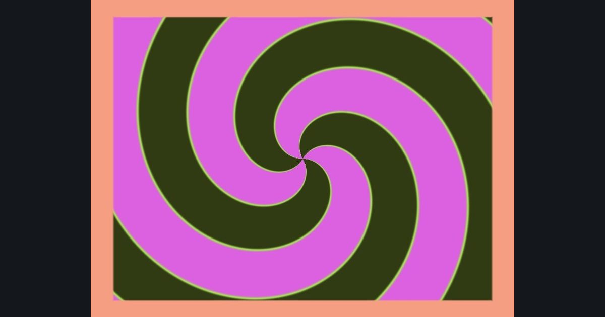 The target picture for the shader challenge "Pulsing spiral with a border"