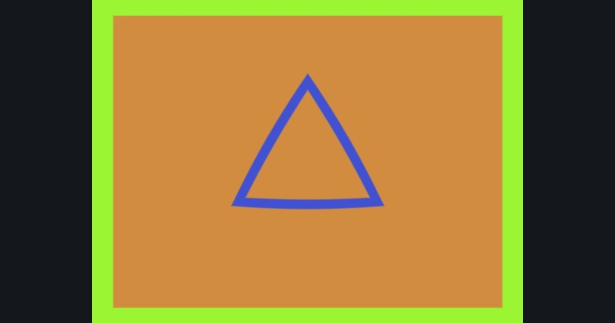 The target picture for the shader challenge "Bulging triangle outline with a border"
