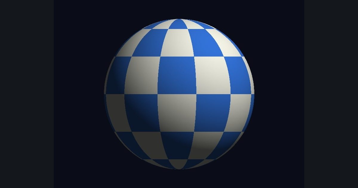 The target picture for the shader challenge "Checker globe"