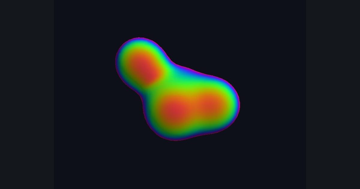 The target picture for the shader challenge "Marching cubes blobs"