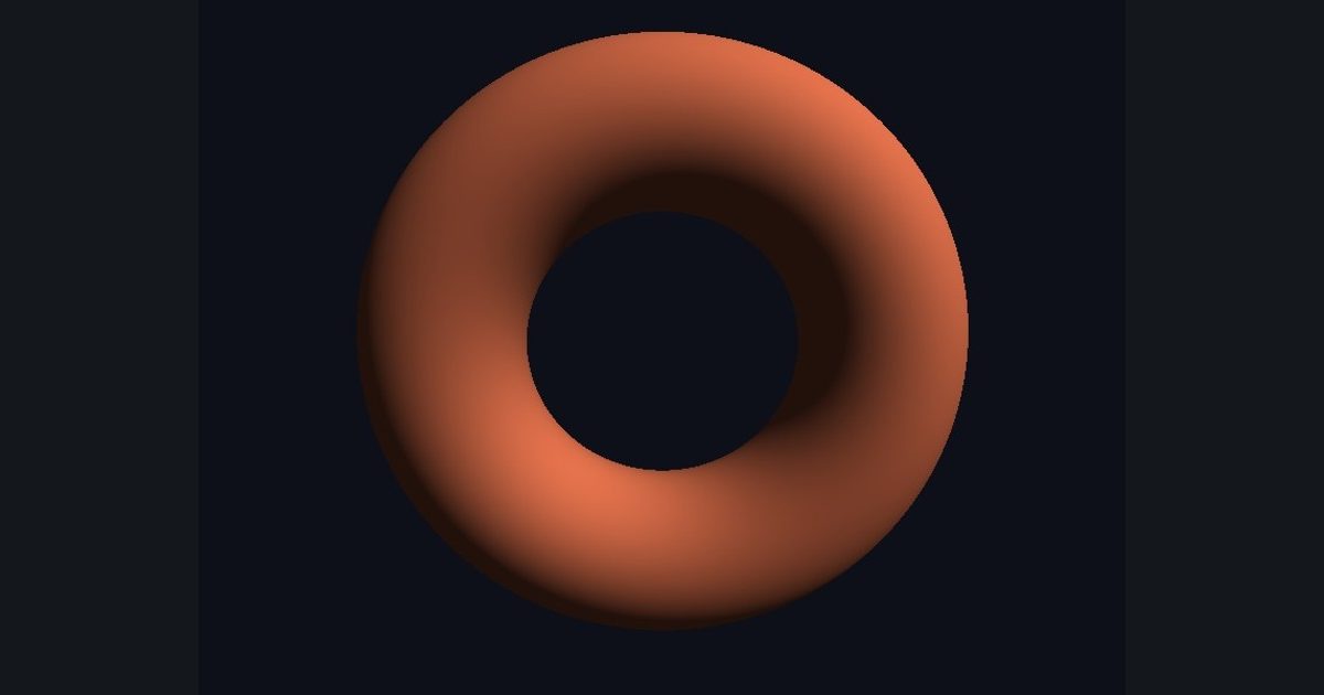 The picture produced by the shader in the lesson "Diffuse light on a torus"