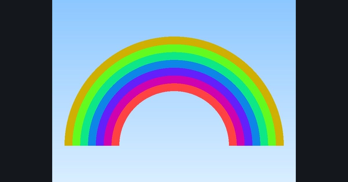 The target picture for the shader challenge "Rainbow arc"