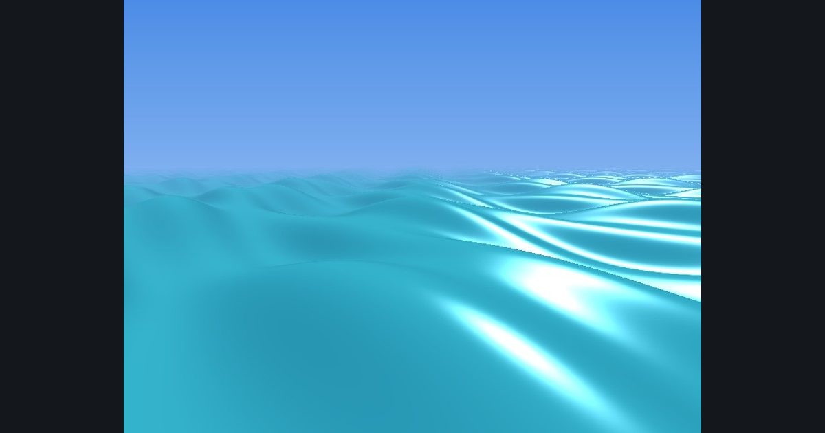 The target picture for the shader challenge "Raymarched ocean waves"
