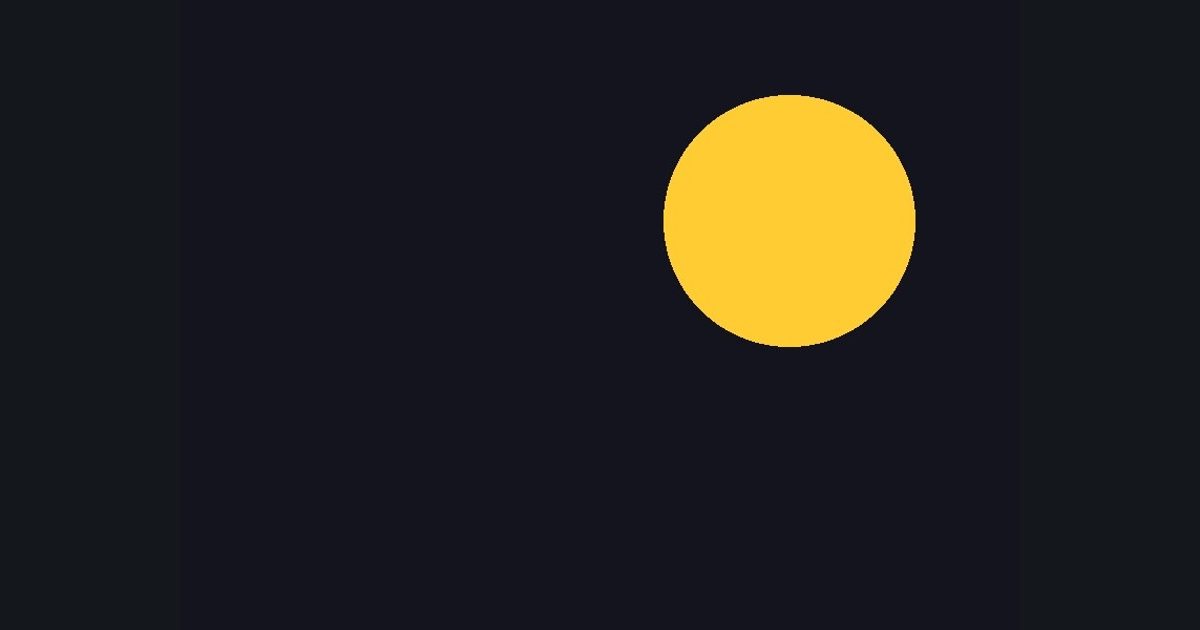 The picture produced by the shader in the lesson "Moving a shape (the key trick)"