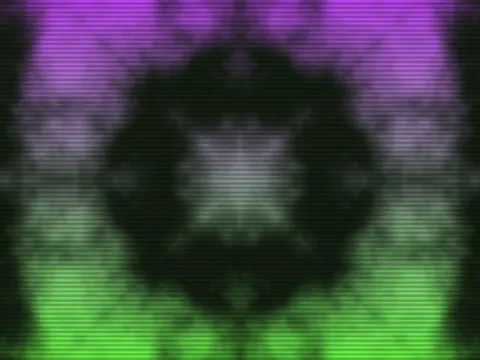 Target picture for 4-way kaleidoscope of fractal noise, spinning with scanlines