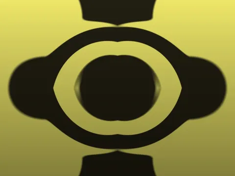 Target picture for Four-way mirrored twisted noise blobs with a fade to dark at the bottom