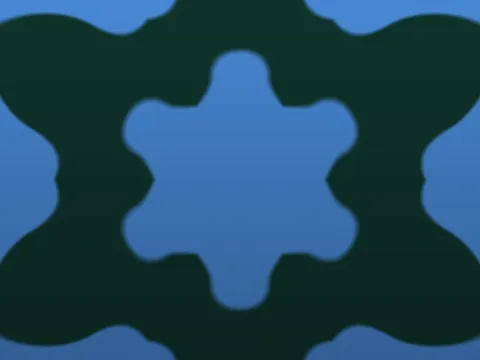 Target picture for 6-way kaleidoscope of noise blobs with a fade to dark at the bottom
