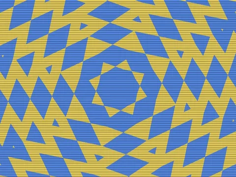 Target picture for 8-way kaleidoscope of zigzag stripes, tilted with scanlines