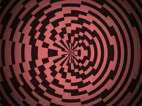 Target picture for Polar pixelated rings with a dark vignette