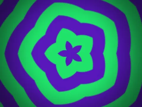 Target picture for 5-way kaleidoscope of spiral, four-way mirrored with a dark vignette