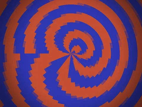 Target picture for Polar pixelated spiral with a dark vignette
