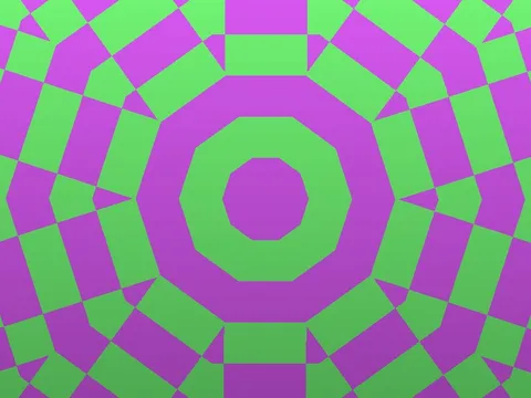 Target picture for 10-way kaleidoscope of checkerboard, pulsing with a fade to dark at the bottom