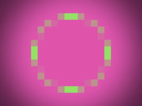 Target picture for Pixelated circle outline with a dark vignette