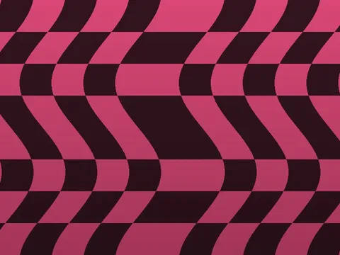 Target picture for Rippling four-way mirrored checkerboard with a fade to dark at the bottom