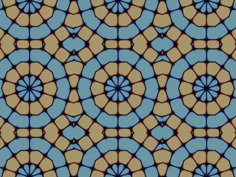 Target picture for 10-way kaleidoscope of wave lattice, 2×2 tiled with a pulsing brightness